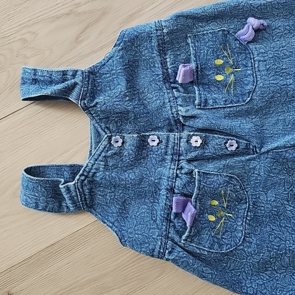 Vintage Floral Denim Bubble Overalls, 2T - Picture 2 of 12